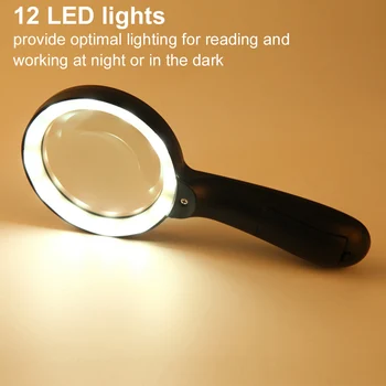 נייד כף יד LED זכוכית מגדלת עדשה מיני כיס אור עד מיקרוסקופ קריאה תכשיטי זכוכית מגדלת כף יד Magnifiers