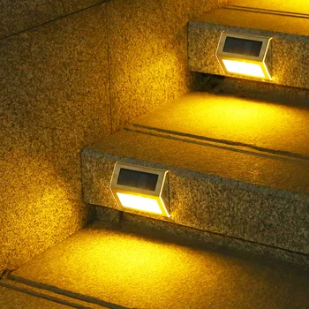 נירוסטה אלחוטית LED סולארית מנורת גינה חיצונית אור השמש עמיד למים במעבר רחוב המדרגות קיר גן גדר המרפסת אור