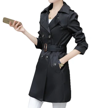 נשים מעיל עבור משרד ליידי ללכת לעבודה אופנה חדשה מעצב מותג קלאסי אירופאי רזה מעיל טרנץ ' כפול עם חזה ועוד