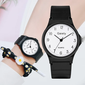 נשים סיליקון רצועה השמלה קוורץ שעונים ווג חגורה שחורה שעון שעון יד נשים יפות מספר חיוג שעון צמיד
