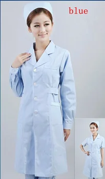 נשים רפואי מעיל בגדים שירותי רופא המדים אחות בגדים עם שרוולים ארוכים להגן על חלוקי מעבדה 3 צבע