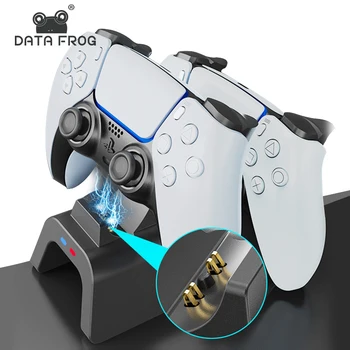 נתונים צפרדע DualSense טעינת Dock עבור פלייסטיישן 5 Gamepad קשר עם מטען מסוג-C כבל LED PS5 בקר אביזרים