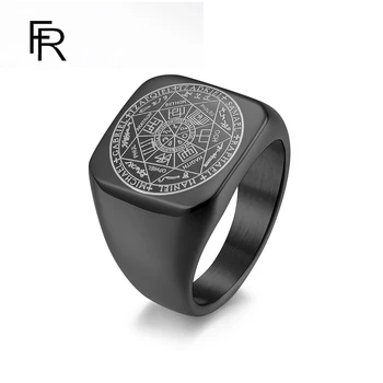סולומון קבלה חותם נירוסטה גברים הטבעת של אירופה בסגנון אמריקאי Heptagram טבעת יד תכשיטים