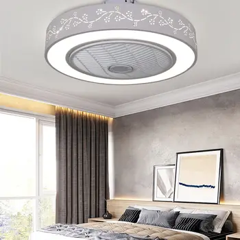 סיבוב מודרני מאוורר התקרה ניתן לעמעום אור LED נברשת סלון, חדר השינה שליטה מרחוק תליון מנורה