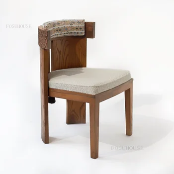 סינית מודרנית מעצב האוכל הכיסא משענת גב הסוס צורת הכיסא משק הבית כבש קטיפה הכסא מלא אוכל עץ מלא על הכסא
