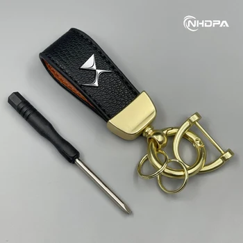 עור המכונית מחזיק מפתחות עבור פיג ' ו סיטרואן DS רנו יונדאי קיה סאנגיונג BYD יגואר וולבו מחזיקי מפתחות עם מתכת לוגו אביזרים