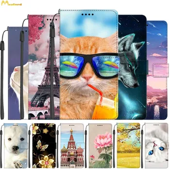 עור המקרים עבור Huawei P40 לייט E יוקרה הארנק להפוך כריכת ספר חתולים טלפון שקיות עבור Huawei P30 לייט תיק חמוד מודפס Fundas