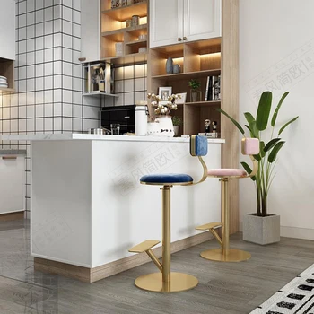 עיצוב גבוהה האוכל הכיסא לופט קטיפה, פנאי מודרני בר כיסאות בחדר האוכל עבור חדר השינה משענת Sedie דה-Pranzo ריהוט הבית