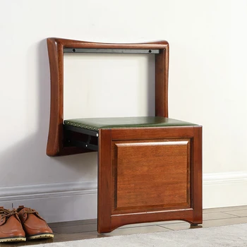 עיצוב הבית רהיטים מעץ מלא Ultrathin מוסתר בקיר שרפרף אמבטיה ומקלחת הכיסא הנעל משתנה מושב נורדי כיסא מתקפל
