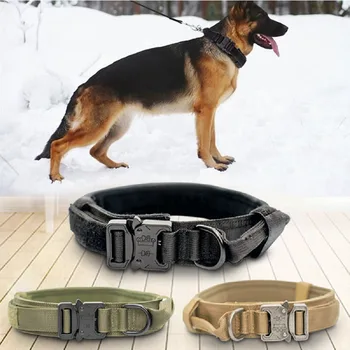 עמידה טקטית הכלב קולר מתכוונן ניילון צבאי הקולר בינונית גדולה כלבים רועה גרמני, הכשרת מוצרים לחיות מחמד