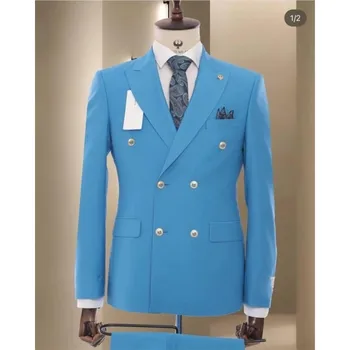 עסקים חליפות גברים רשמית סטים Slim Fit 2 חתיכות ג ' קט+מכנסיים Homme תלבושות חתונה בלייזר אלגנטי בהזמנה אישית
