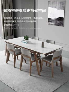 עץ מלא לוח שולחן אוכל מודרני פשוט מיובאים עץ מעץ מלא רגליים בהיר שולחן אוכל, כיסא