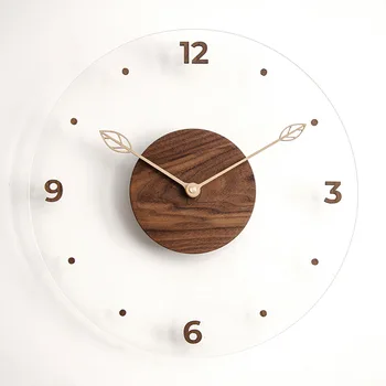 עץ שעון קיר מודרני קישוט הבית סקנדינבי מינימליסטי קוורץ אקריליק השעון בסלון קישוט עץ תלוי שעון מתנה