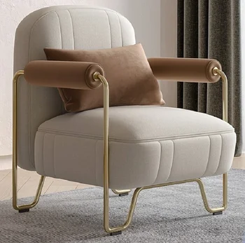 פאר מודרני פנאי כיסא פשוט מאוד לגור בחדר יחיד מעצב מסגרת מתכת בד הספה הכיסא