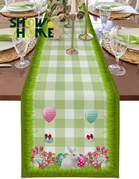 פסחא באביב ארנב משובץ שולחן רץ עיצוב חתונה כיסוי שולחן חג הפסחא האוכל, עיצוב שולחן מפת שולחן