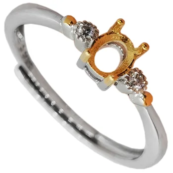 פשוט טבעת אירוסין הגדרת ציפוי זהב 18K טבעת אבן חן הגדרת היפואלרגני תכשיטים DIY ספק