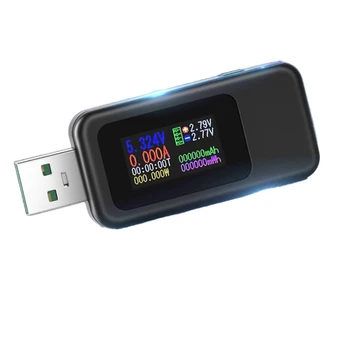 צבע תצוגת USB הבוחן 0-6.5 זרם 4-30V מודד ניטור תצוגת זמן ניידים כוחות זיהוי MX18L(שחור)