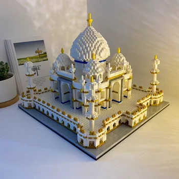 צעצוע לילדים הודו הטאג ' מאהל פאלאס המקדש Model3D מודל DIY מיני יהלום בלוקים לבנים בונים עולם האדריכלות
