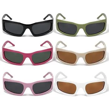 קיץ אופנה צבעוני UV400 פאנק ספורט משקפי שמש גברים גוונים Y2K משקפי שמש משקפי מרובע