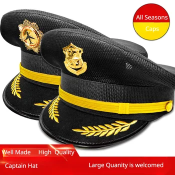 קיץ מלא רשת קפטן שחור אבטחה גדול קאפ גדול ברים כובע פרוטוקול כללי התנהגות כובע לנשימה ביצועים כובע תעופה הכובע