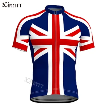 קלאסי רטרו בריטניה נבחרת פרו רכיבה על אופניים ג ' רזי XIMATT הקיץ פוליאסטר ספורט לגברים שרוול קצר יבש מהירה לנשימה