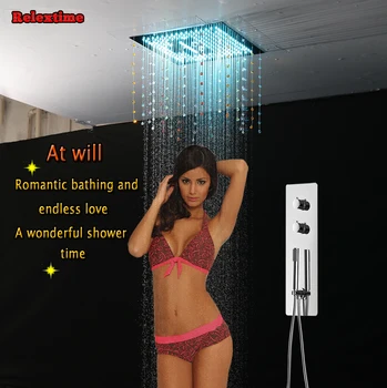 קריסטל קוורץ תקרת LED מקלחת גשם הראש מוסתר Thermostatic מיקסר שסתום כף יד השירותים המוצר מקלחת אמבטיה להגדיר מערכות