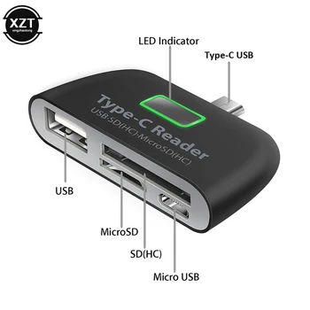 רב-תכליתי מסוג-C קורא כרטיסי USB-C ל-USB 3.0 SD/מיקרו SD/TF כרטיס מתאם OTG עבור מחשב נייד/USB-C הטלפון ממיר TypeC
