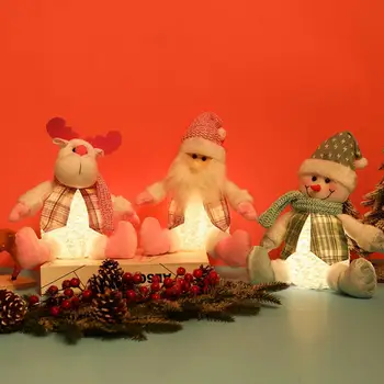 שולחן בובה עם צעיף נוח להגדיל אווירה יושב סנטה קלאוס, איש שלג בובות קישוט חג המולד לילדים