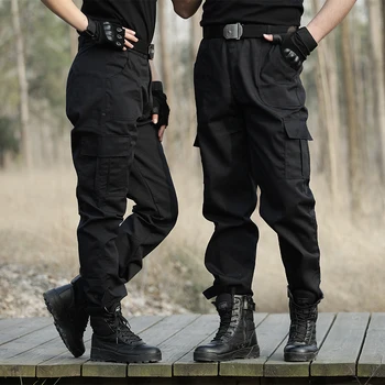שחור צבאי טקטי מכנסיים מזדמנים Mens מכנסיים צבאיים הסוואה עובד מכנסי לחימה של צבא מכנסי גברים איירסופט מכנסיים