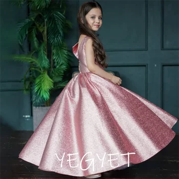 שמלת נשף ילדים סאטן שמלת שושבינה אפליקציות 2023 פרח ילדה שמלת ערב יום הולדת מסיבת בנות תינוק תחרות היופי להתלבש