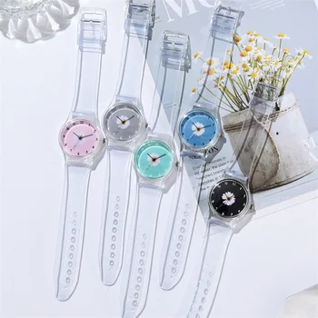 שקוף חמוד סאקורה נשים שעונים קוריאנית סיליקון ג ' לי לצפות דייזי הקטנה צבע ממתקים שעון יד שעון מתנות לנשים