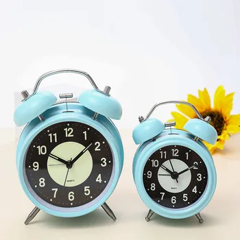 שקט מתכת עגול שעונים מעוררים Noctilucent מעגל שעון מעורר למבוגרים ילד ילד חדר שינה שאינם מתקתק Despertador עיצוב הבית
