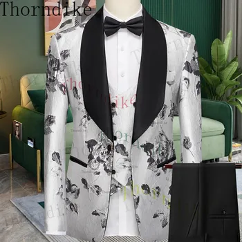 תורנדייק חדש אופנה תפורים חליפות גברים Slim Fit 3 חתיכות הצעיף דש אלגנטי רשמי שמלת מסיבת החתונה De Trajes גבר