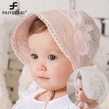 תינוק של קיץ שמש כובע תחרה, פרח נסיכה בנות כובע צבע מוצק חלול ילדים הכובע רטרו תחרה ארמון ביני